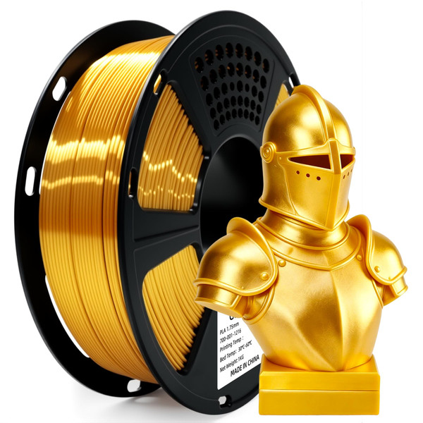 Geeetech Silk PLA Filament 1.75mm for 3D Printer, Metal-Like Shiny Consumables 1kg (2.2lbs) 1 Spool, Dimensional Accuracy +/- 0.02 mm, Metallic Gold Silk Filament