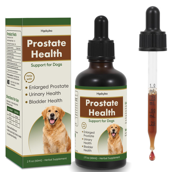 Prostate Support for Dogs, Relieves Enlarged Prostate, Supports Urinary Tract & Bladder Health Herbal Liquid Drops, Dog Wellness Formula with Saw Palmetto Echinacea for Senior Intact Male Dogs