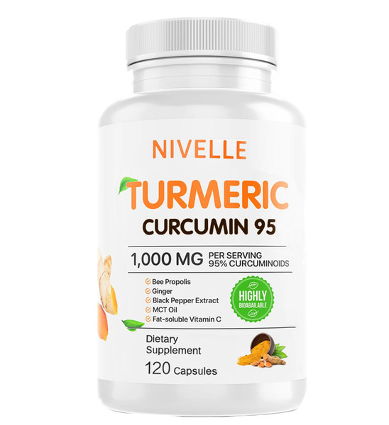 NIVELLE Turmeric Curcumin | Pure Turmeric Curcumin Supplement 1000mg | 95% Curcuminoids with Bee Propolis, Ginger, MCT Oil, Fat Soluble Vitamin C, & Black Pepper | 120 Capsules (2)