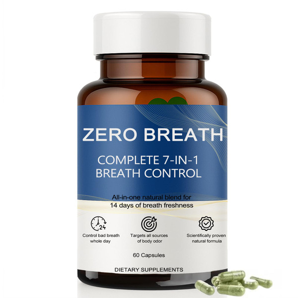 Slifthistle Zero Breath Bad Breath Capsules, 7-in-1 Body Deodorizing Supplement, with Chlorophyllin, Mint Extract, Probiotic Blend, Oral Freshness in 14 Days