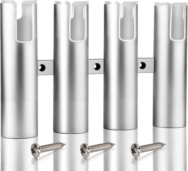 Marinebaby Aluminum Fishing Boat Rod Holder, 3/4 Link Tube Rod Rack, Marine Grade Aluminum Rod Mount for Boats & Yachts, Silver (Silver 4 Tube)