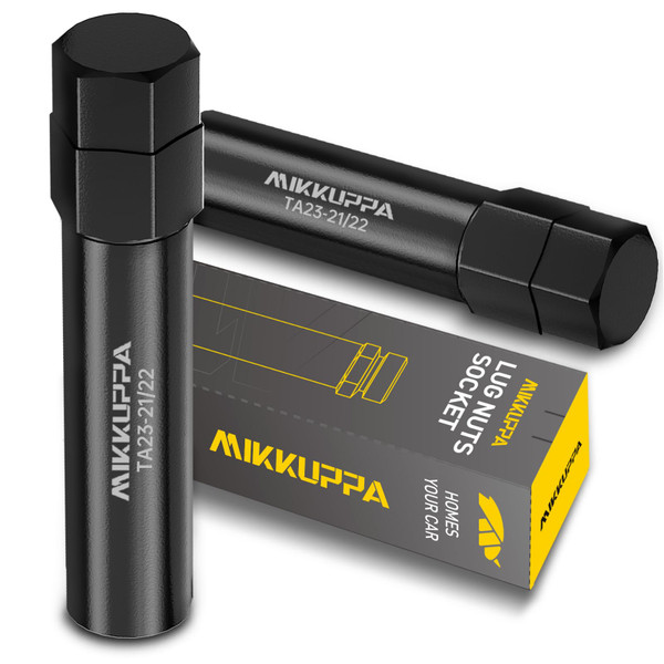 MIKKUPPA 10 Spline Lug Nut Key - TA23-21/22 for 10 Spline Lug Nuts and Lug Bolts, 10 Point Lug Nut Socket, Passenger Car/SUV/Truck 21MM and 22MM Hex Drive, Alloy Steel, Black, 2 Pack