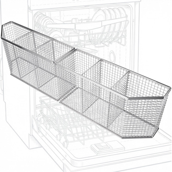 Viscogrip 2-Piece Dishwasher Basket for Silverware, 304 Stainless Steel