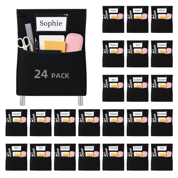 CLEANGOR 24 Pack Chair Pockets for Classroom, 20" x 17" Large Seat Sacks