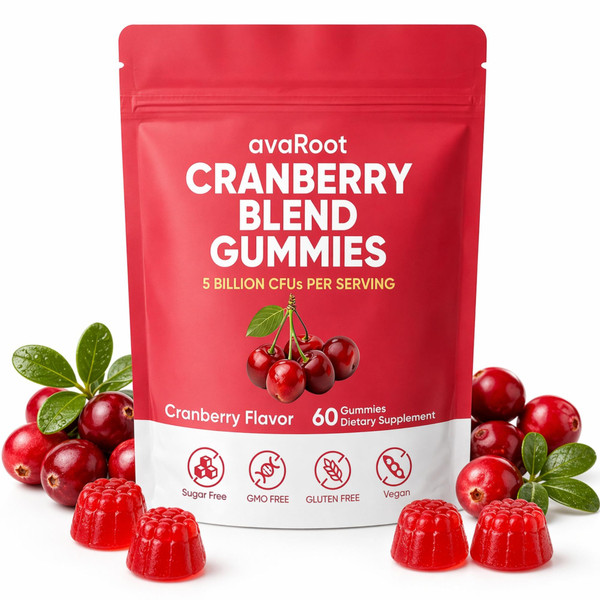 avaroot Cranberry Blend Gummies, Cranberry Probiotics for Women Vaginigal Health, Support Urinary Comfort, Healthy Smell, Yeast Balance and Flora, Immune Support, Feel Fresh & Confident, 60 Gummies