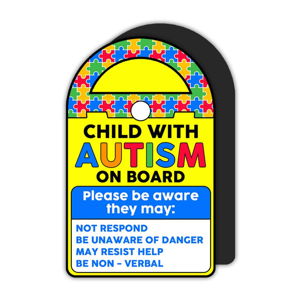 BAVAHA Child with Autism On Board Car Magnet Autism Awareness Magnet Autistic Child Sign Children Emergency Alert Blue Ribbon Decal Puzzle Autistic Gifts Decorations Car Fridge Locker