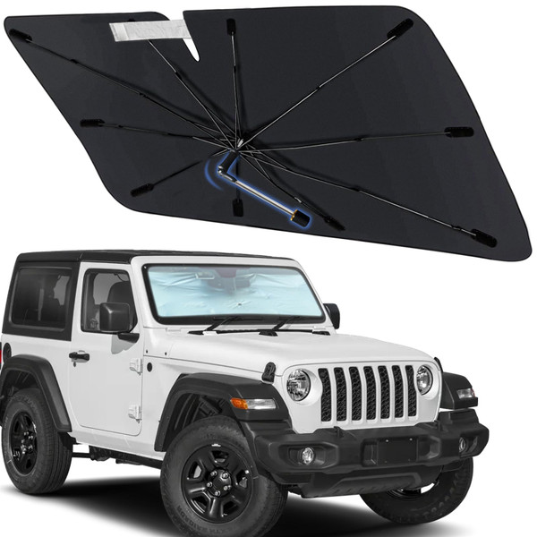 Windshield Sun Shade Umbrella for Jeep Wrangler 2018-2026 Front Window