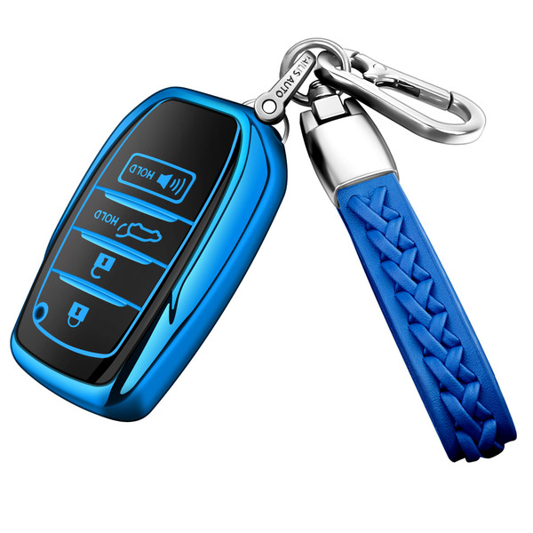 Autophone for Toyota Key Fob Cover with Keychain Soft Case for 2025-2026 Camry,4Runner 2021-2026 Rav4 Prime,Land Cruiser,2023-2026 Tundra,Highlander,Tacoma,Corolla,Prius,Sequoia,Crown 4/5 Button-Blue