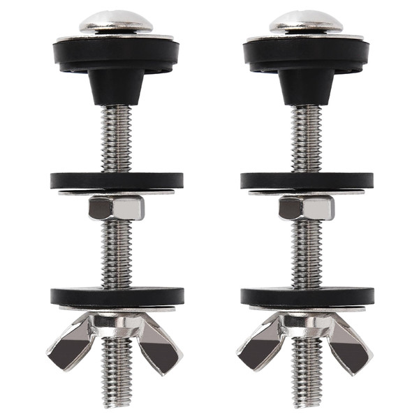2PCS Universal Toilet Seat Screws Replacement Kit, Heavy Duty Toilet Tank Bolts and Rubber Gaskets, Waterproof Stainless Steel Toilet Seat Screws and Rubber Washers Gaskets with Extra Long Nut