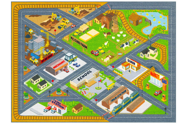 KC Cubs 3x5 Country Farm Construction Car Road Street Rug – Educational Carpet Play Mat for Kids, Toddlers, Nursery, Classroom, Playroom, Baby Daycare KC Cubs 3x5 Country Farm Construction Car Road Street Rug – Educational Carpet Play Mat for Kids, Toddlers, Nursery, Classroom, Playroom, Baby Daycare
