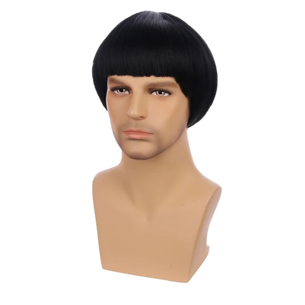 Edivd Child Brown Wig Boys Short Brown Straight Wig with Bangs for Kids Heat Resistant Synthetic Wigs with Cap