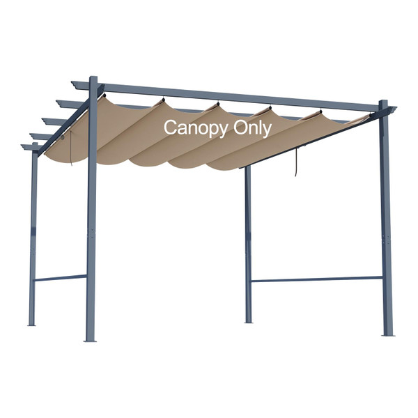 Aoodor Replacement Adjustable Canopy, Retractable Shade for Pergola, UV Resistant and Fade-Resistant, Fits 10 x 10 ft, Brown