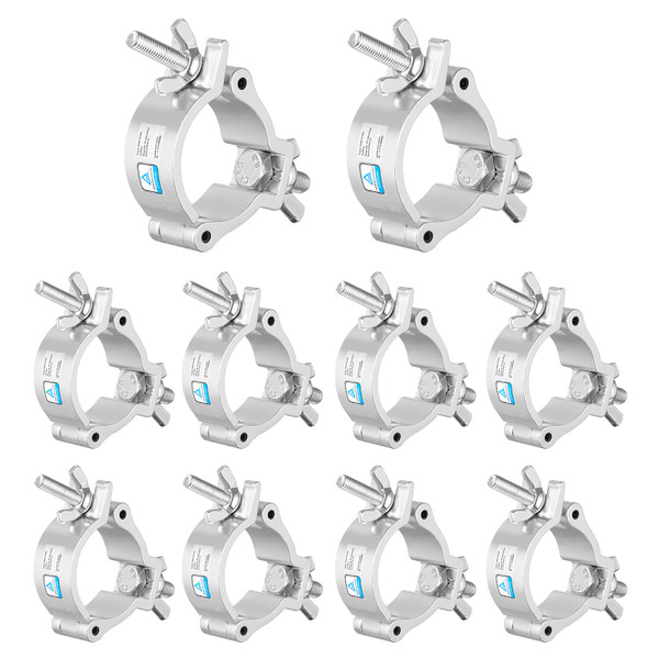 2 Inch Truss Clamps, 10 Packs Gruolin Stage Light Clamp with TUV, Premium 50mm Aluminium Heavy Duty 100kg / 220lb Lighting Clamps, Perfect Fit for 48-52mm OD Tube