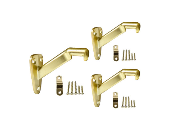 QCAA Heavy Duty Handrail Stair Brackets, Zinc Die Cast, Brushed Satin Nickel, 3 Pack, Made in Taiwan