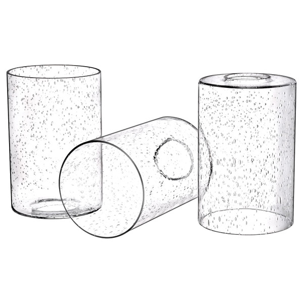 Canomo 3 Packs 6 Inch x 4 Inch Bubble Seeded Glass Light Shade Glass Lamp Shades Cylinder Replacement with 1-5/8 Inch Fitter for Wall Lamps Chandeliers or Ceiling Light
