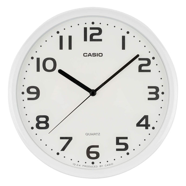CASIO IQ-24-7JF Wall Clock, White, Analog, Standard, Step Second Hand