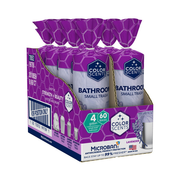 Color Scents 4 Gallon Small Trash Bags Drawstring 480 Bags Lavender