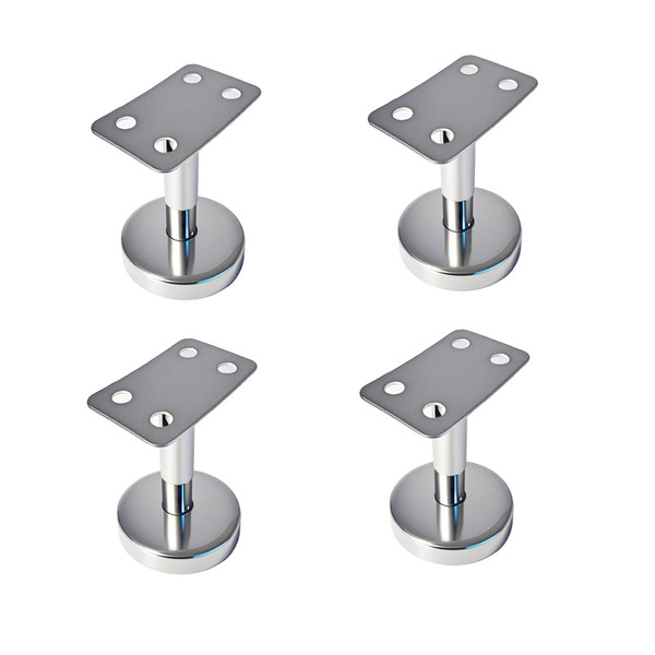 4pcs Adjustable 304 Stainless Steel Handrail Bracket, Hand Railing Brackets for Indoor & Outdoor Stairs，Ground-Type Upright Column Support Bracket，Wall Handrail Mounted Banister Hardware (I-Type, 4)
