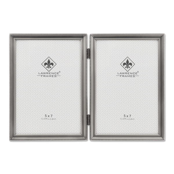 Lawrence Frames Bead Border Design, 5x7 Double, Pewter