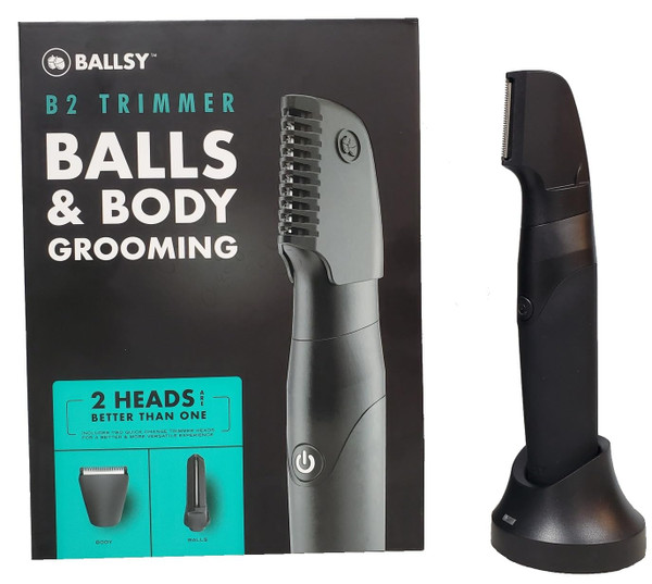 Ballsy B2 Groin & Body Trimmer for Men, Includes 2 Quick Change Heads, Waterproof, Cordless Charging Base for The Ultimate Close Shave Ballsy B2 Groin & Body Trimmer for Men, Includes 2 Quick Change Heads, Waterproof, Cordless Charging Base for The Ultimate Close Shave