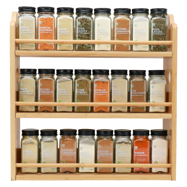 Thalomely 3-Tier Bamboo Spice Rack, Wall Mount & Countertop Spice Organizer
