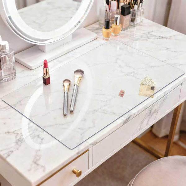 LovePads Makeup Mat for Vanity, 14" x 24" Clear Desk Mat & Dresser Cover