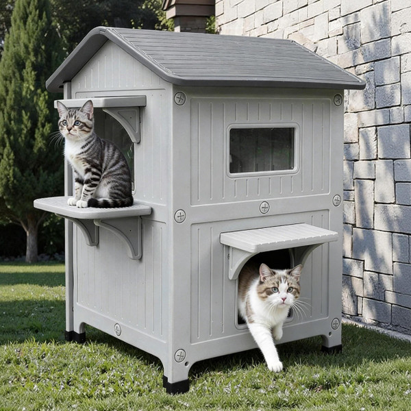 Rockever Plastic Insulated Outdoor Cat House with Escape Door