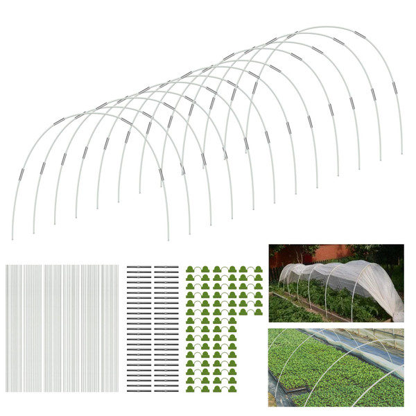60Pcs Garden Netting Hoops for Raised Beds,10 Sets of 8FT Long DIY Greenhouse Hoops Grow Tunnel Fiberglass Plant Support Hoop Frame Rust Free Gardening Supplies for Netting Shade Cloth Row Cover