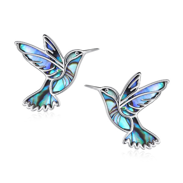 Hummingbird Earrings Abalone Shell 925 Sterling Silver Hummin Bird Stud Earrings Hummingbird Jewelry Gifts for Women Girls Mother Hummingbirds Lovers (Stud Style) Hummingbird Earrings Abalone Shell 925 Sterling Silver Hummin Bird Stud Earrings Hummingbird Jewelry Gifts for Women Girls Mother Hummingbirds Lovers (Stud Style)