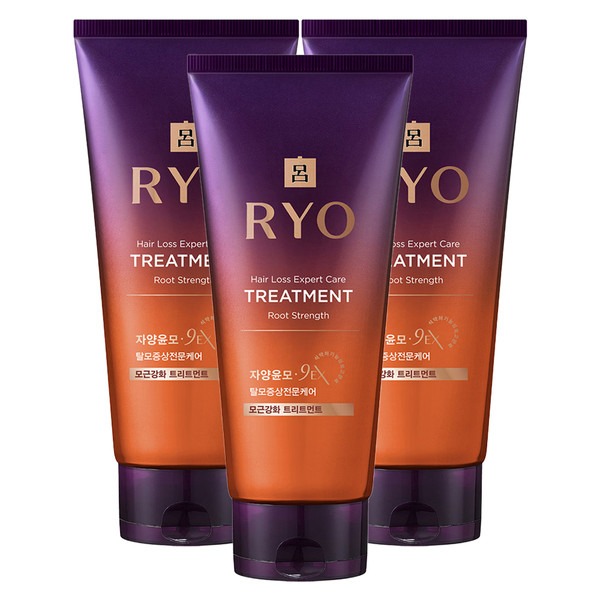려 자양윤모 9EX 탈모증상전문케어 모근강화 트리트먼트, 3개, 330ml/Ryo Jayangyunmo 9EX Hair Loss Symptoms Professional Care Treatment 330ml 3 packs, 01 Hair Root Strengthening 330ml 3 packs