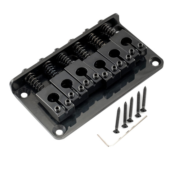 Musiclily Pro 52.5mm (2-1/16 inch) String Spacing Saddle Hardtail Fixed Bridge Non-Tremolo Bridge for Strat Tele Style Electric Guitar, Black