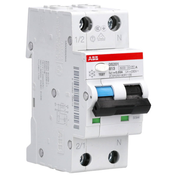 ABB DS201 B13 A30 FI/LS Switch RCBO 1P+N Type A 13A 30mA 6kA