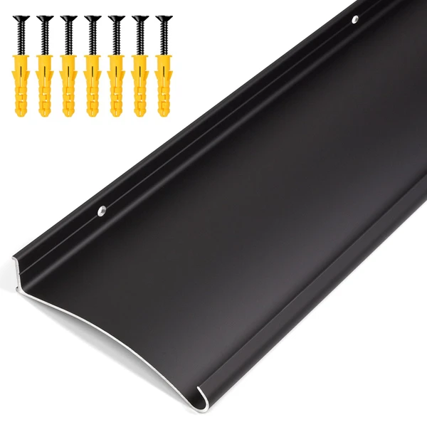 Heneymo 4" Extra-Wide Door Rain Drip Guard, 52" L Heavy Duty Aluminum Thickened Window Door Rain Deflector, Door Drip Cap, 0.8" Height Overhead Drip Edge (Black)