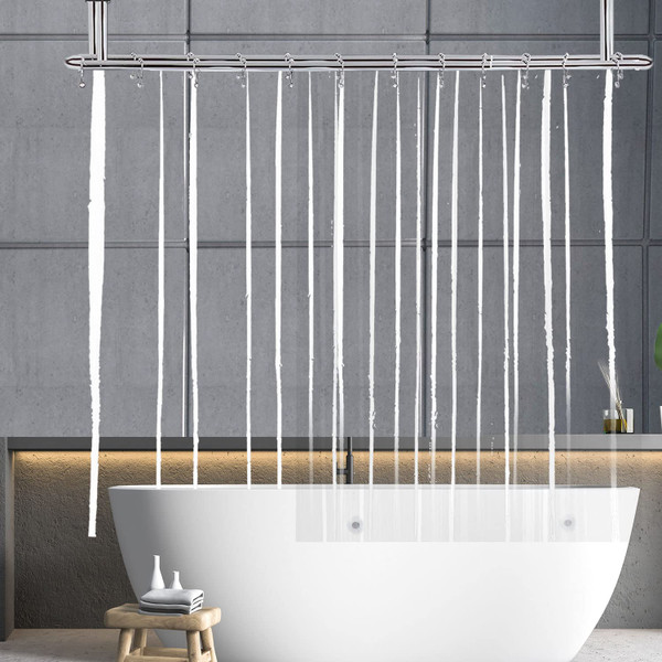 YISURE Clawfoot Tub Clear Short Length 60 Inch Curtain Liner with Weighted