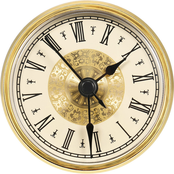 Hicarer 2. 8 Inch/ 70 mm Mini Quartz Clock Insert Round Clocks Head Insert Roman Number Replacement Movement White Face (Gold Trim)