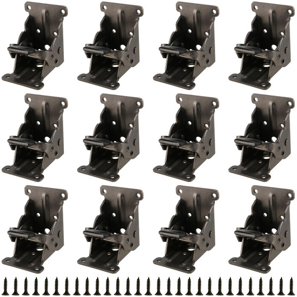 SOUJAP 12 PCS 0-90 Degree Folding Table Legs Bracket, Self-Lock Hinge Hardware with Screws, Folding Locking Hinge for Table, Workbench, 500 Lbs Max Loading Capacity, Black