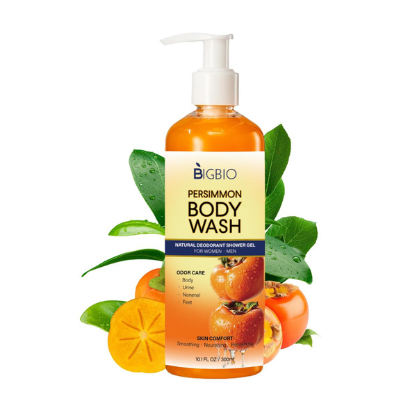 BIGBIO Persimmon Body Wash for Old People Smell, Natural Deodorant Bar Soap for Strong Odor Smelly Feet Remove,Deep Cleansing Body Deodorizing with Persimmon Extracts