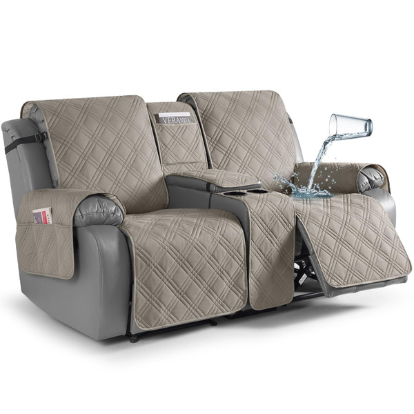 TAOCOCO Waterproof Loveseat Recliner Cover with Center Console, 2 Seater