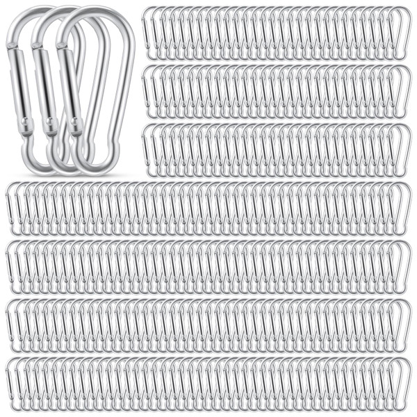 Yaocom 500 Pcs 2" Spring Snap Hooks Bulk Small Aluminum Alloy Clip Keychain Spring Snap Hook for Hanging Camping Hiking Traveling Fishing Outdoor (Silver)