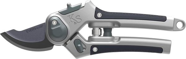 Kent & Stowe Eversharp Bypass Secateurs, Adjustable Garden Shears Suitable for Live, Delicate Wood, All Year Round Garden Tools Made from Carbon Steel, Aluminium, and Ash Wood