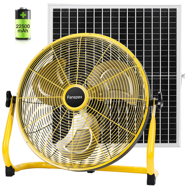 Fanspex 18" Solar Rechargeable Floor Fan for Outdoor Gazebo Greenhouse Barn