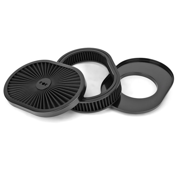12"x2" High Flow Oval Air Cleaner Filter Assembly for V8 Carburetor