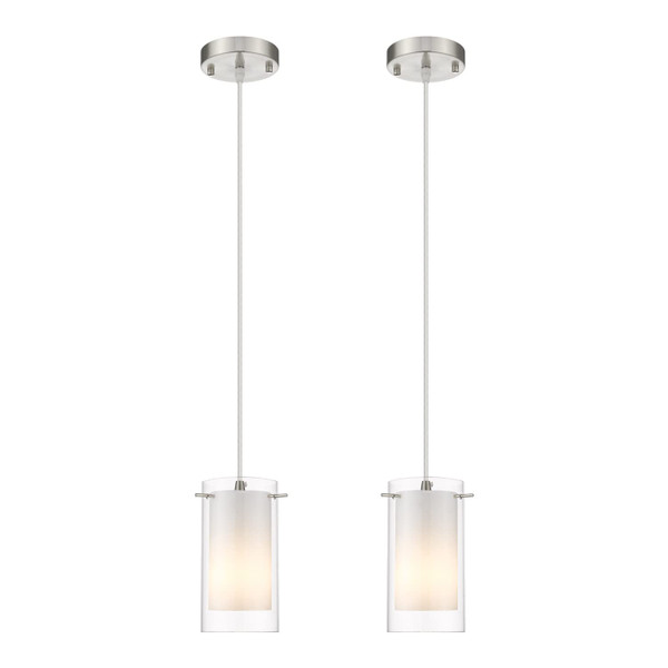AKEZON Pendant Lights Kitchen Island 2 Pack, Brushed Nickel, Adjust Height