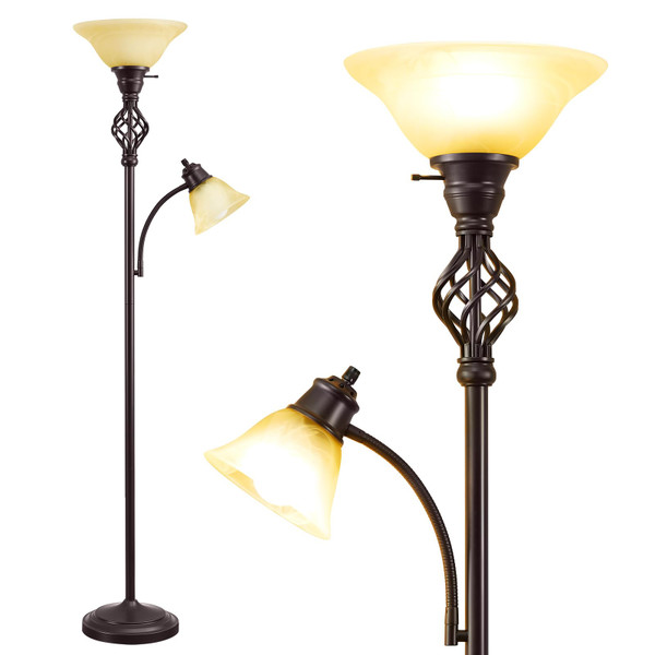 GyroVu Torchiere Floor Lamp for Living Room, LED Standing Reading Light