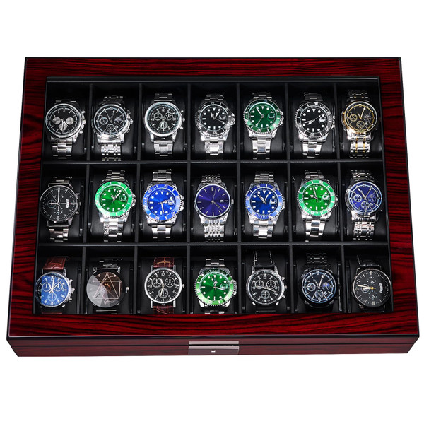 ANWBROAD 21 Slot Watch Cases for Men, Watch Box Organizer with Large Glass