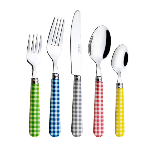 Exzact Flatware Set 20pcs Stainless Steel - Gingham Coloured Handles