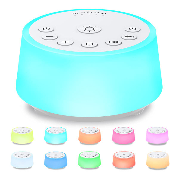 Color Noise Sound Machines with 10 Colors Night Light 25 Soothing Sounds and Sleep White Noise Machine 32 Volume Levels 5 Timers Adjustable Brightness Memory Function for Adults Kids Baby