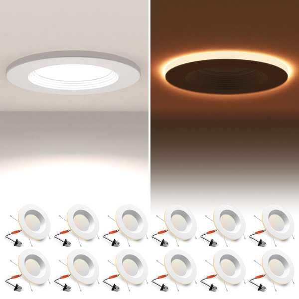 POWERASIA 12 Pack 4 Inch LED Metal Recessed Lighting with Night Light