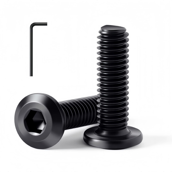 1/4-20 x 2 (20 Pack) Flat Head Hex Socket Cap Screws Bolts, Black Oxide 304 Stainless Steel 18-8, Hex Drive, Fully Machine Thread Furniture Bolts, with Hex Spanner