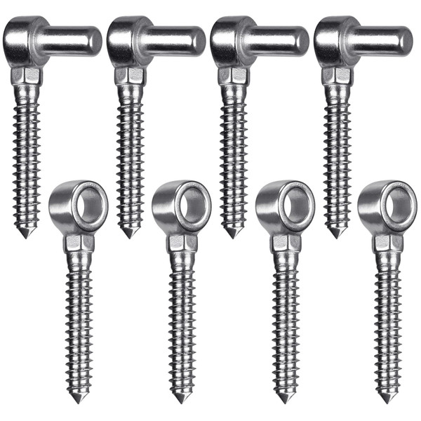 Insaga Cast 304 Stainless Steel Gate Hinges Heavy Duty, 4Pair Heavy Duty Gate Hinge, M16 Wood Gate Hinge, Partial Thread Hook and Eye Hinges, Gate Hinges for Wooden Gates Fences